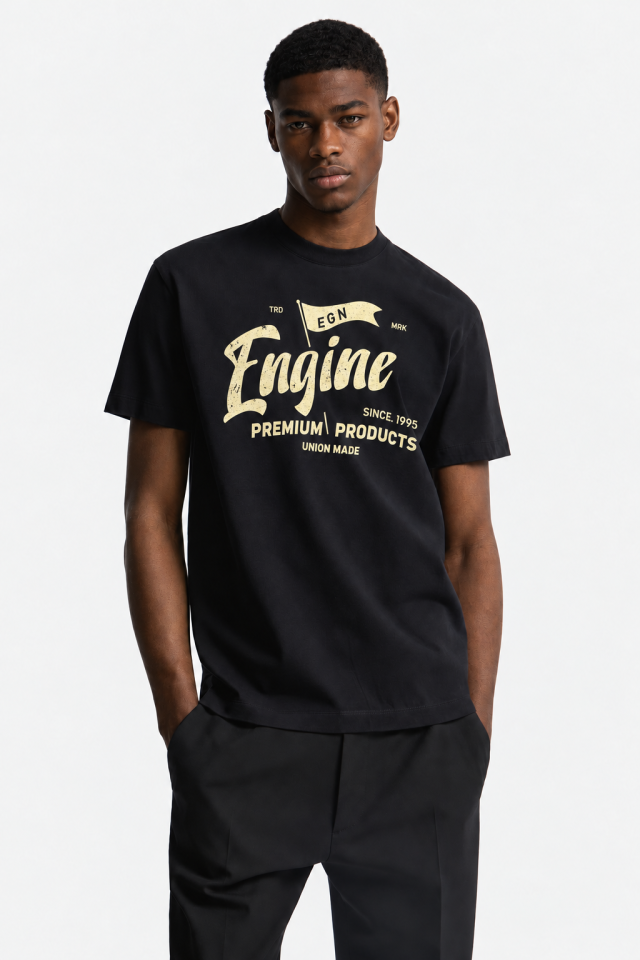 LAMBDA ENGINE Heritage Flag T-Shirt — Black