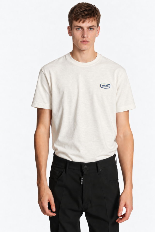 ENGINE Chest Patch T-Shirt — Bone White