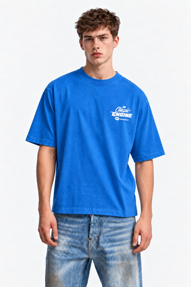 ENGINE Classic Drag Race T-Shirt — Palace Blue